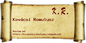 Kovácsi Romulusz névjegykártya